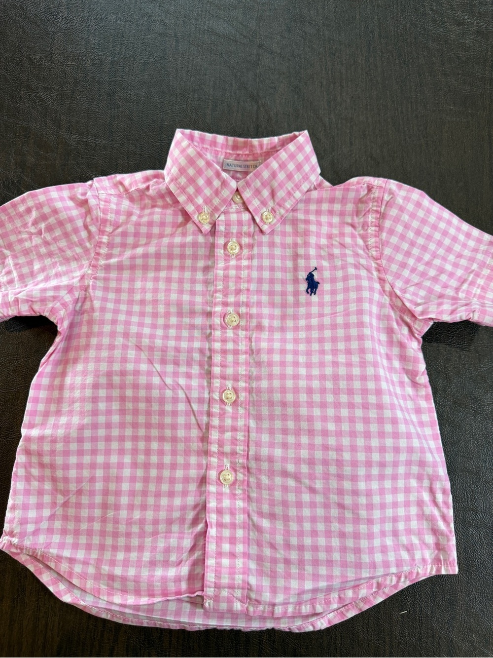 Ralph Lauren Pink Gingham Short-Sleeve Button-Down Shirt - Boys Sz 12M